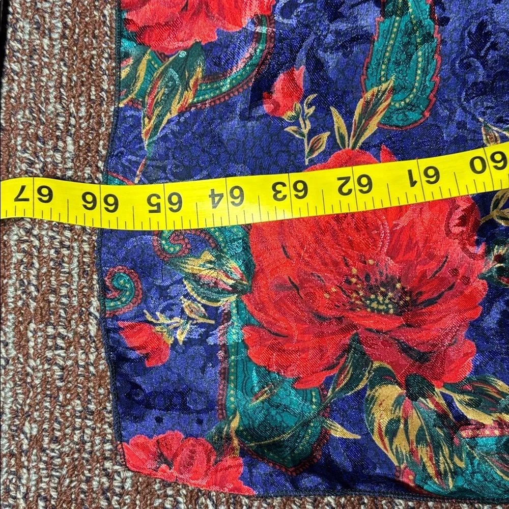 Vintage sateen damask floral silky long scarf